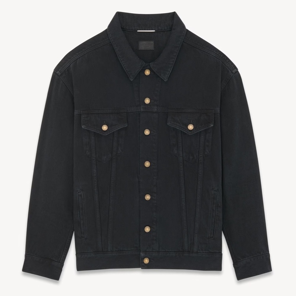NWT SAINT LAURENT OVERSIZED JACKET IN CARBON BLACK DENIM (52/XL)